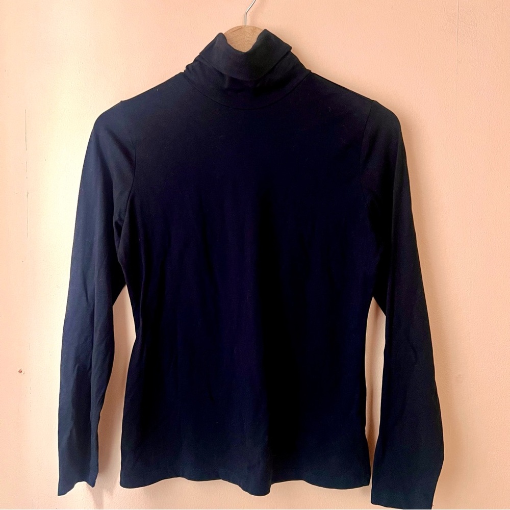 Lands' End | Black Turtleneck Long Sleeve Top Lightweight Jersey Size Small